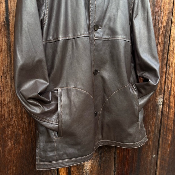 Robert Comstock Men's Dark Brown Soft Leather Shirt Jacket with lining. Size L - Picture 8 of 16